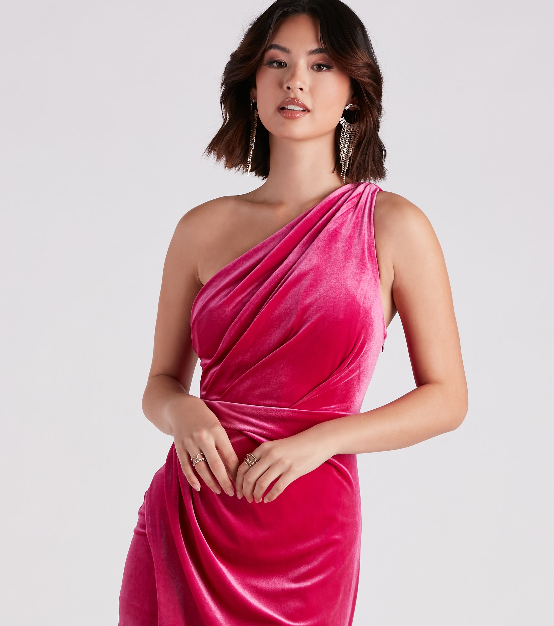 Formal Velvet One-Shoulder Dress
